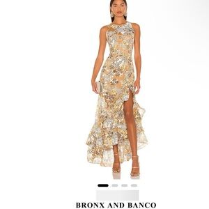 Bronx and Banco Floral Maxi Dress - Gold and White